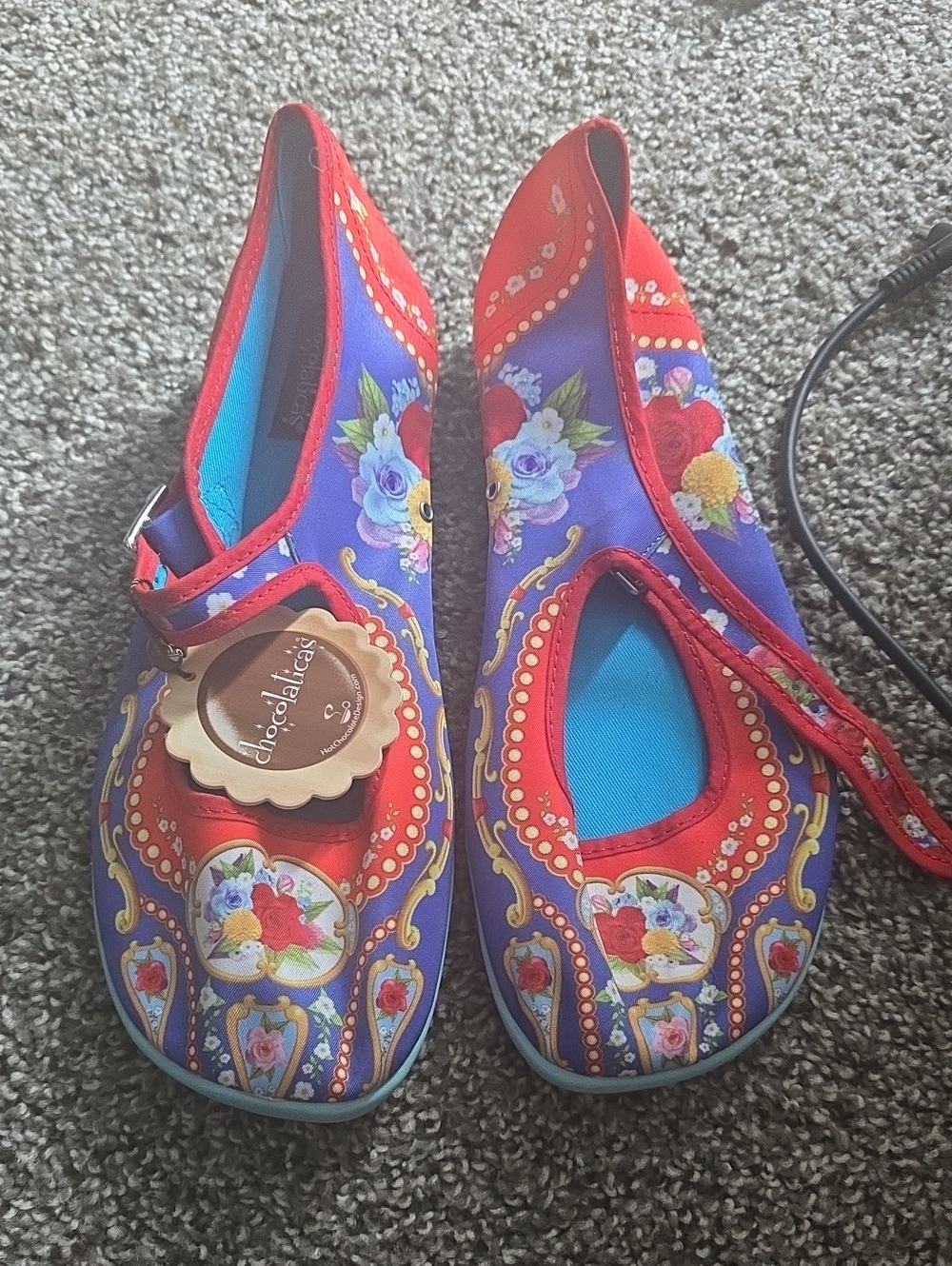 ChocolatexD Floral Purple & Red Mary Jane Flats